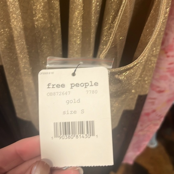 Free People Pleated Love Mini Dress Gold/Brown Size Small NWT - Picture 7 of 10